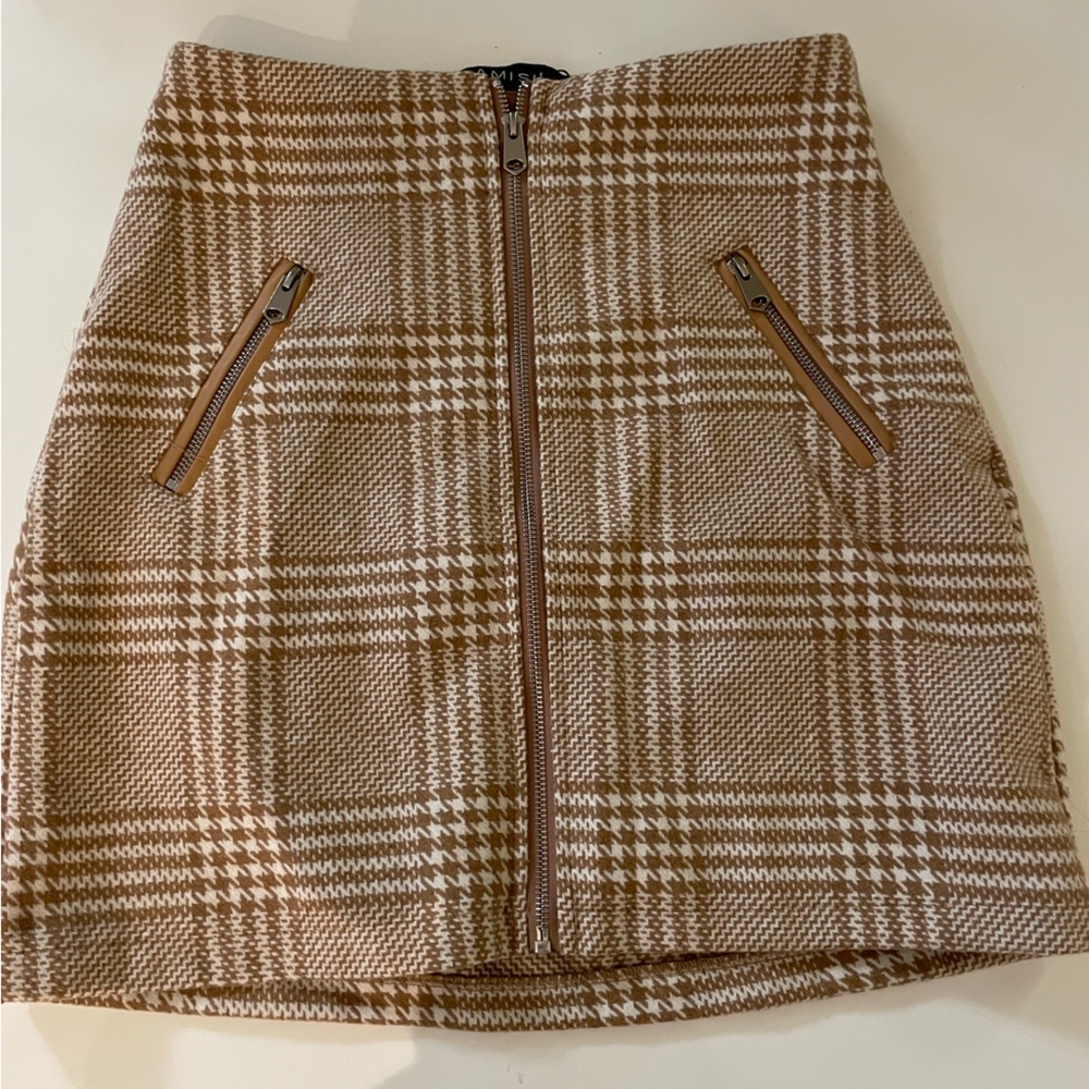 Never Worn Beige Midi Plaid Skirt